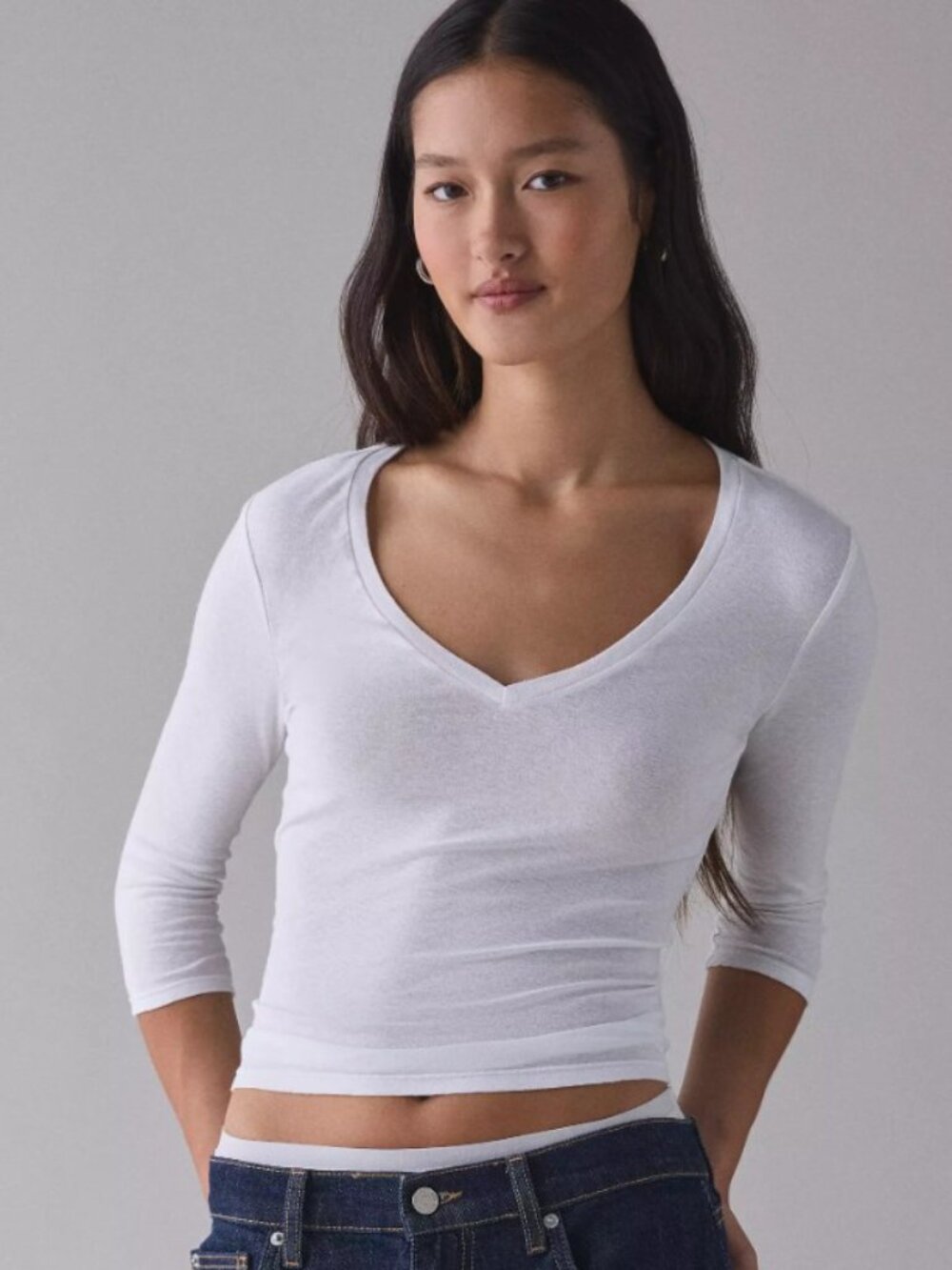 (UO-80) Urban Outfitter BDG V-Neck 3/4 Sleeve Spill The Tee